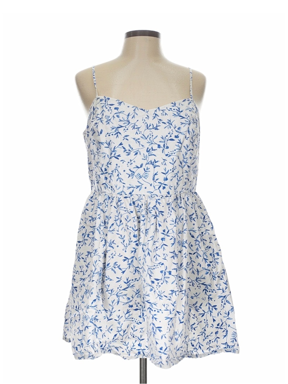 H&M White Mini Dress with Blue Floral Print